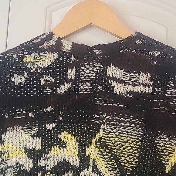 Free People Think Twice Printed Cardigan Black Pink Green Yellow Size M - Picture 9 of 13